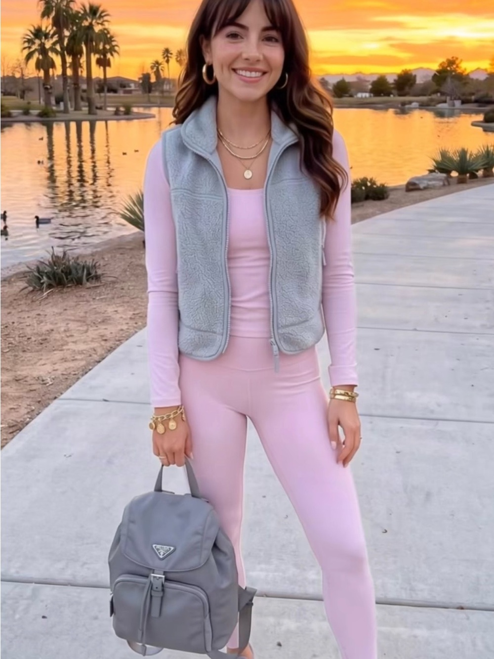 Cozy Light Gray Sherpa Vest - Women's Layering Vest L
